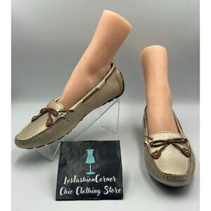 NWT Clarks Artisan Women's Gold Leather Dunbar Racer Loafers Size 9.5 3260
